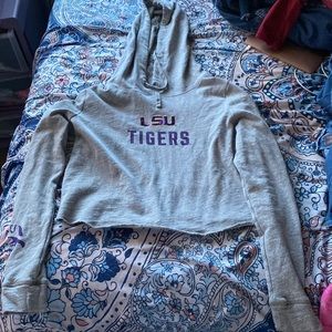 LSU PINK CROPPED HOODIE